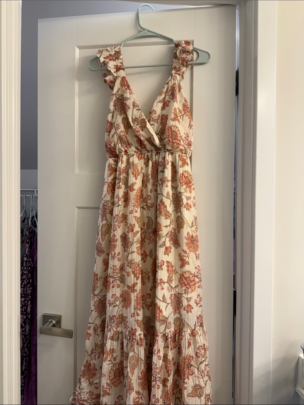 torrid Cream Maxi Dress with Rust Floral Print